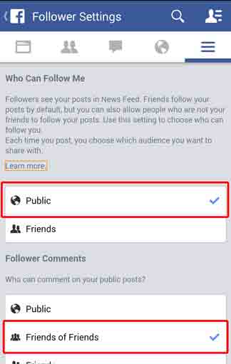 Activate Follower Option on Facebook