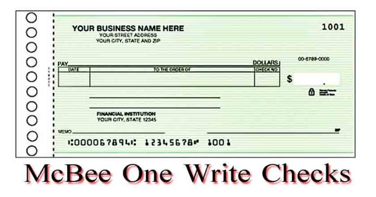 McBee One Write Checks